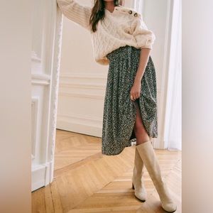 Elie Leopard Print Skirt by Sezane Paris size 38 EU OR 8US